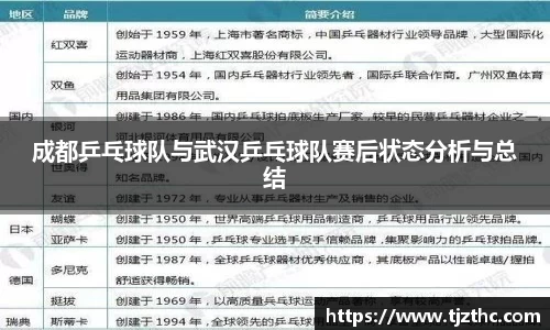 成都乒乓球队与武汉乒乓球队赛后状态分析与总结